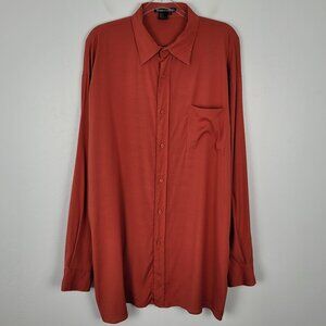 WinterSilks Button Up Shirt Silk Stretch Long Sleeve Orange Size XL